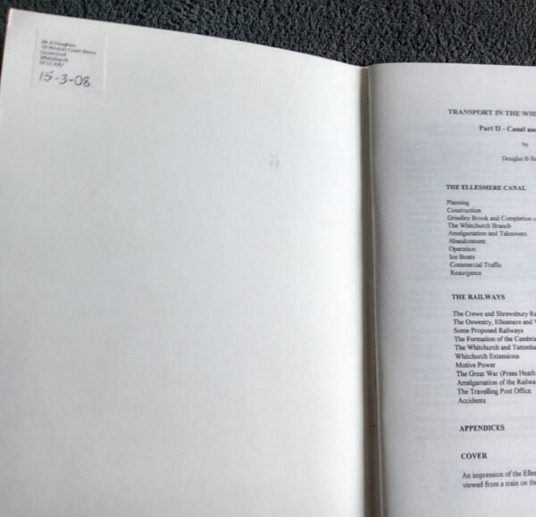 Transport in the Whitchurch Area Part II: Canal & Railways: Booklet by D.B. Barnard - Image 5